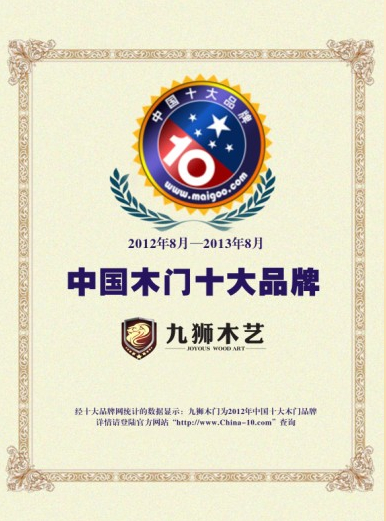 九狮木门_企业荣誉