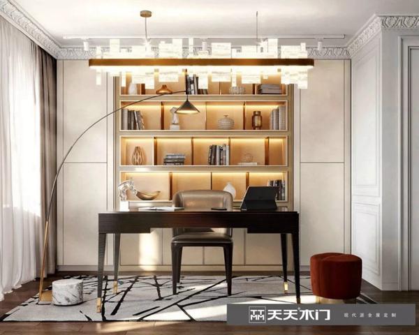 天天木门：清新灵动原木色 简单而富有内涵的书房