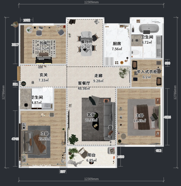 骊住全屋定制|171m²现代简约风，每一个空间都美的自然！